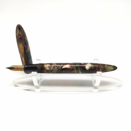 SHEAFFER'S penna stilografica fusto resina tipo marmo verde bianco e rosso usata