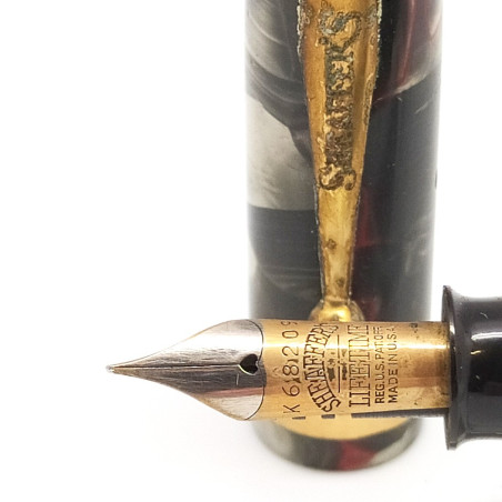 SHEAFFER'S penna stilografica fusto resina tipo marmo verde bianco e rosso usata