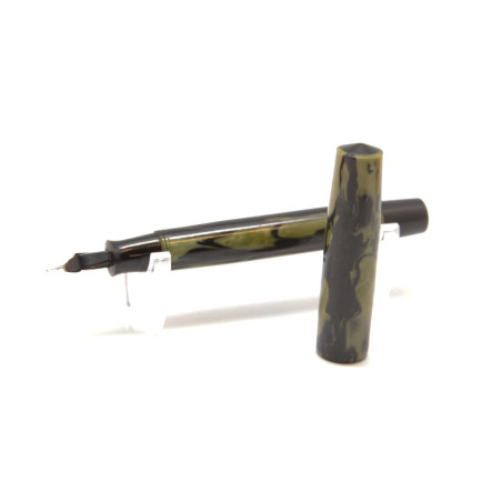 Penna stilografica fountain pen senza indicazione di marca fusto nero e verde