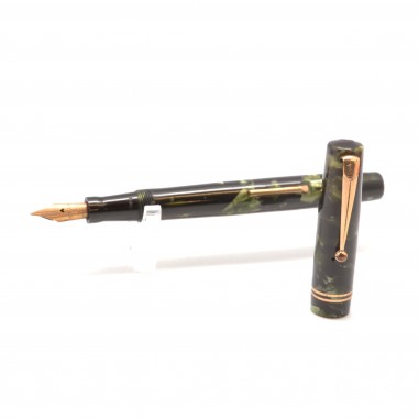SWAN penna stilografica sel filler fusto verde e nero pennino oro usata