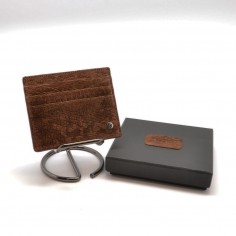 Wondersmall porta carte piccolo CRONO pelle ippopotamo marrone 6 carte