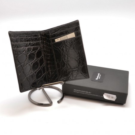 Wondersmall portafoglio compatto ELEO pelle coccodrillo nero 6 carte