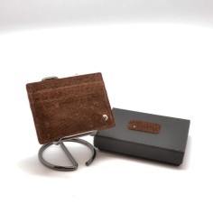 Wondersmall portafoglio CRONO pelle ippopotamo marrone 4 carte