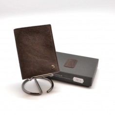 Wondersmall portafoglio compatto verticale ELEO pelle elefante marrone 6 carte