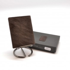 Wondersmall portafoglio compatto verticale ELEO pelle elefante marrone 6 carte 2