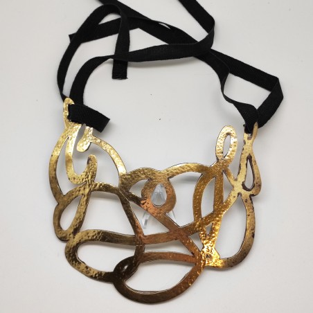 Collana Caotic Chiara BCN Jewlery metallo dorato martellato nuova