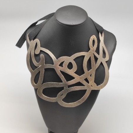 Collana Caotic Chiara BCN Jewlery metallo argentato martellato nuova