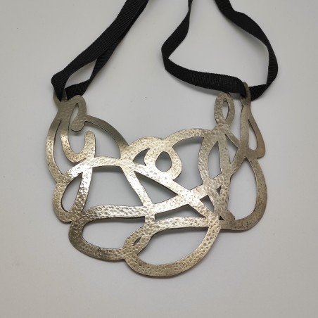 Collana Caotic Chiara BCN Jewlery metallo argentato martellato nuova