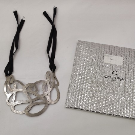 Collana Caotic Chiara BCN Jewlery metallo argentato martellato nuova