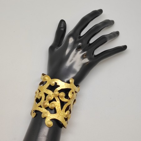 Bracciale schiava morbillo Chiara BCN Jewlery metallo dorato martellato nuovo