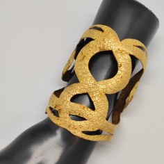 Bracciale schiava 2 serpenti Chiara BCN Jewlery metallo dorato martellato nuovo 2