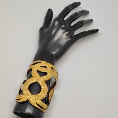 Bracciale schiava 2 serpenti Chiara BCN Jewlery metallo dorato martellato nuovo