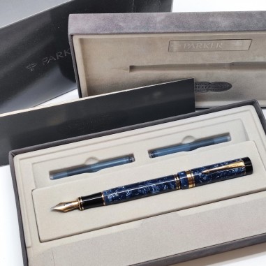 PARKER Duofold Centennial blu pennino oro 18 kt penna stilografica nuova