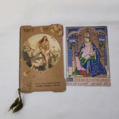 Lotto composto da calendarietto ISABEAU 1917 e un santino moderno