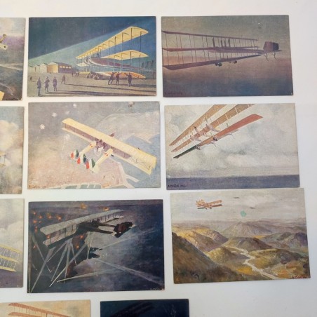 Lotto di 11 cartoline Impressioni di volo del pilota Tenente Amerigo Contini