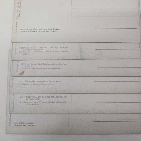 Lotto di 11 cartoline Impressioni di volo del pilota Tenente Amerigo Contini