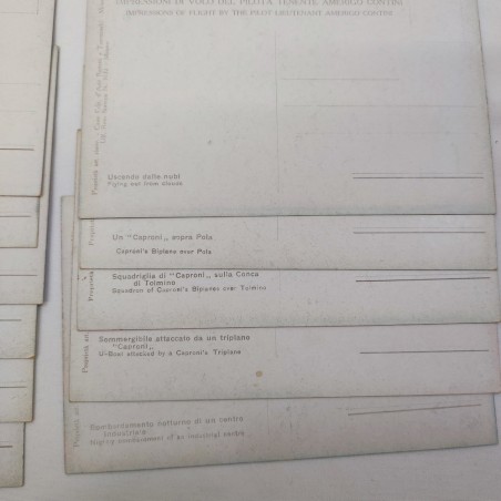 Lotto di 11 cartoline Impressioni di volo del pilota Tenente Amerigo Contini