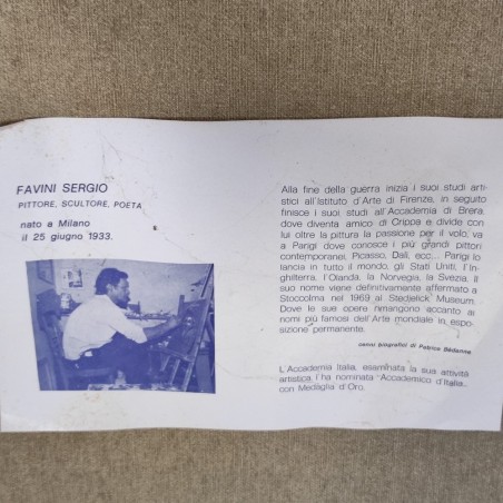 Quadro olio su tela pittore Sergio Favini due vecchi con lampada