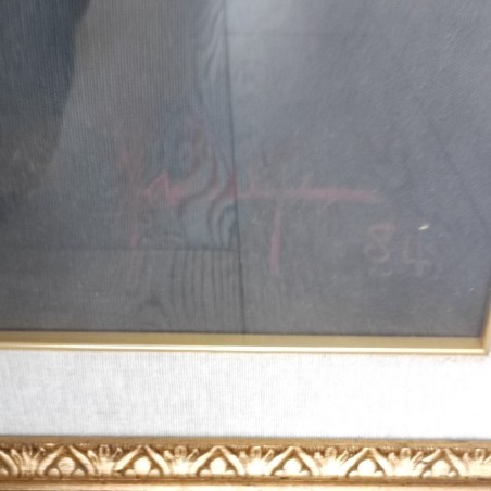 Quadro olio su tela Sergio Favini vecchio con barba bianca di fronte