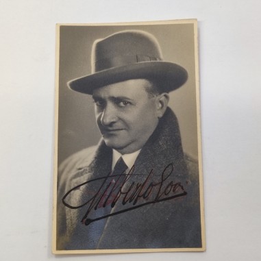 Cartolina postale con foto e autografo originale di Gilberto Govi