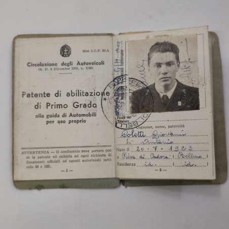 Patente di guida automobilistica anno 1942 XX