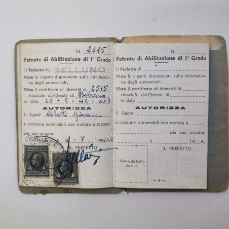 Patente di guida automobilistica anno 1942 XX