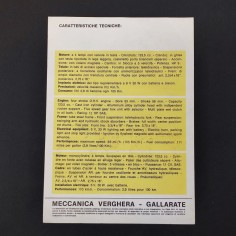 Brochure pubblicitaria Agusta  MV Motociclo G.T. 125 cc foglio singolo 2