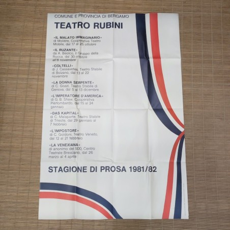 Manifesto programma Teatro Rubini stagione di prosa 1981/82 formato 67x98 cm