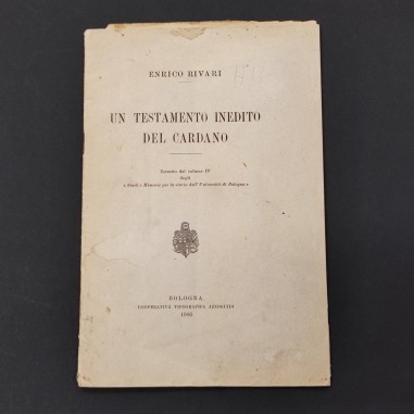 Volumetto Enrico Rivari Un Testamento Inedito del Cardano 1916