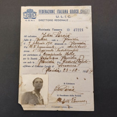 Cartellino calciatore Felice Sarcià Federazione gioco calcio Floridia 1931