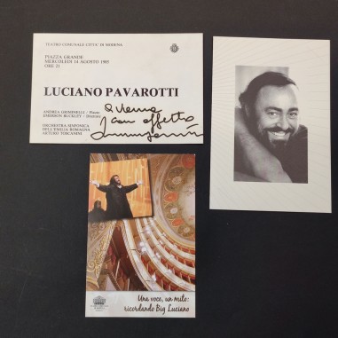 Biglietto concerto Luciano Pavarotti 1985 con autografo in originale