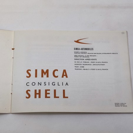 Libretto Simca Garanzia e Servizio parzialmente compilato anno 1964 modello 1300
