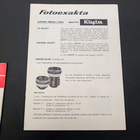 Lotto di 3 listini Fotoexakta anno 1963, 1964 e 1965