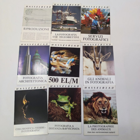 Lotto di 10 opuscoli promozionali tecniche di fotografia Hassemblad