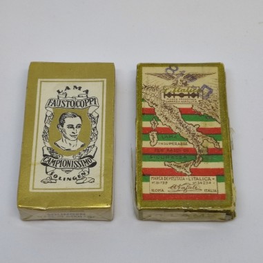 Due scatolette di lamette da barba nuove sigillate: Fausto Coppi e L'Italica