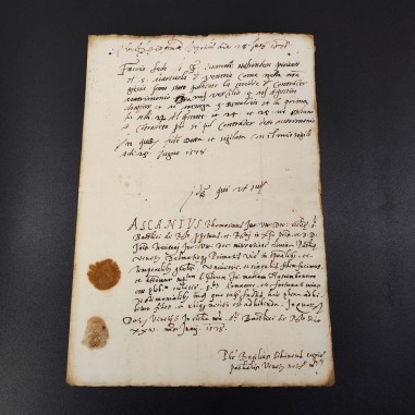 Originale certificato di matrimonio anno 1578