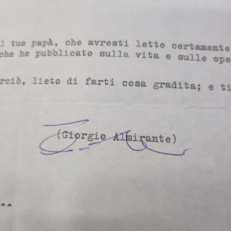 MSI Destra Nazionale Lettera firma Almirante per Marzio Tremaglia 1979