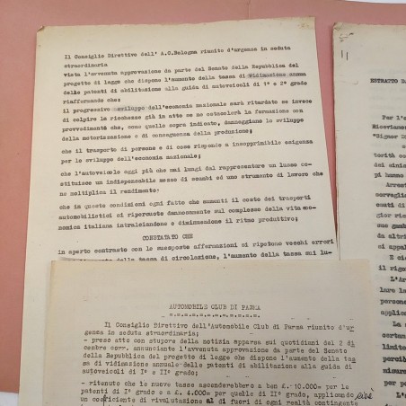 Lotto vari documenti RACI Reale Automobile Club D'Italia Dott. Assirelli 1938