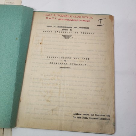 Lotto vari documenti RACI Reale Automobile Club D'Italia Dott. Assirelli 1938