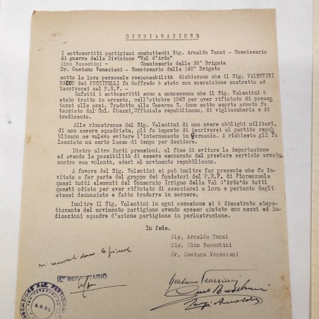 Fasciolo con documentazione per deferimento e riabilitazione ex aderente PNF