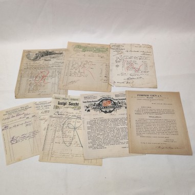 lotto di 9 documenti e fatture biciclette e ricambi primi del 1900
