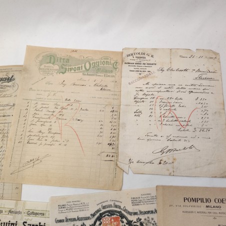 lotto di 9 documenti e fatture biciclette e ricambi primi del 1900