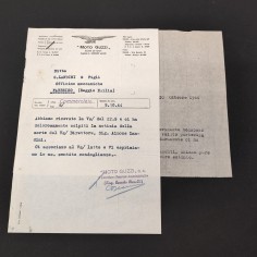 Moto Guzzi, biglietto di condoglianze per Aimone Landini con risposta 1944