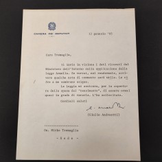 Biglietto autografo Giulio Andreotti destinatario Mirko Tremaglia gennaio 1983 2