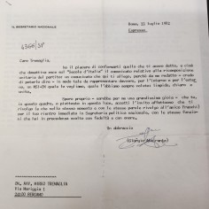 Originale lettera a firma Almirante destinatario Mirko Tremaglia 1982 2