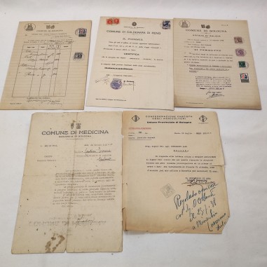 Lotto di documenti periodo anni 30 città di Bologna e vicine