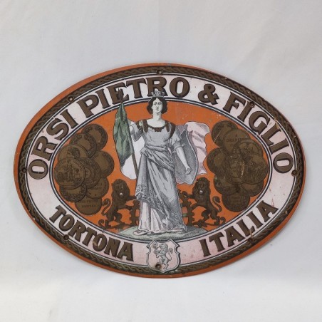 Cartello pubblicitario trebbiatrici Orsi Pietro e Figlio - Tortona primo 900