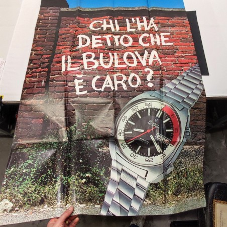 Originale manifesto pubblicitario Bulova 100x140 cm anno 1976