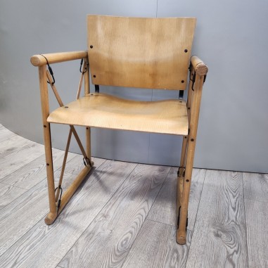 Sedia in legno tipo regista modernariato design anni 60/70