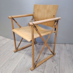 Sedia in legno tipo regista modernariato design anni 60/70 2